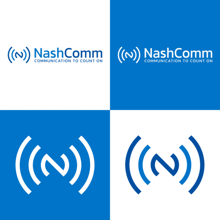 NashComm logo and mark in different color variations